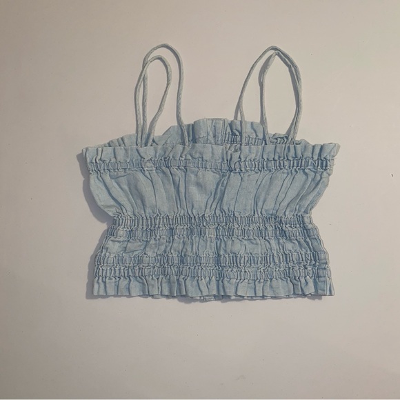 Zara Light Blue Ruffled Top - Picture 5 of 5